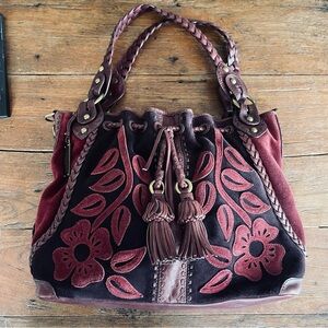 Lockheart Large Floral Suede Shoulder Bag